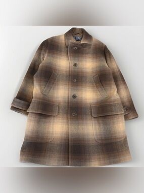 Vintage Polo Sportswoman Wool Plaid Barn Coat Size Large Ralph Lauren Jacket